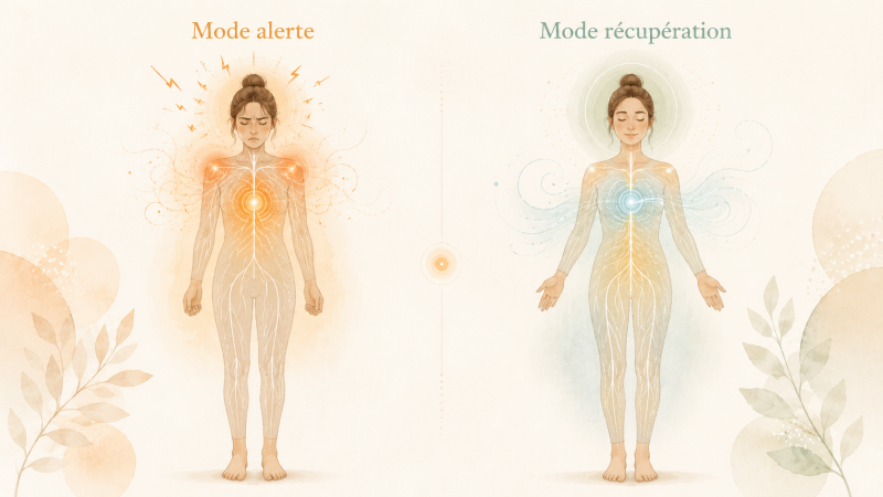 Illustration du système nerveux et de la surcharge corporelle dans la fatigue persistante. 