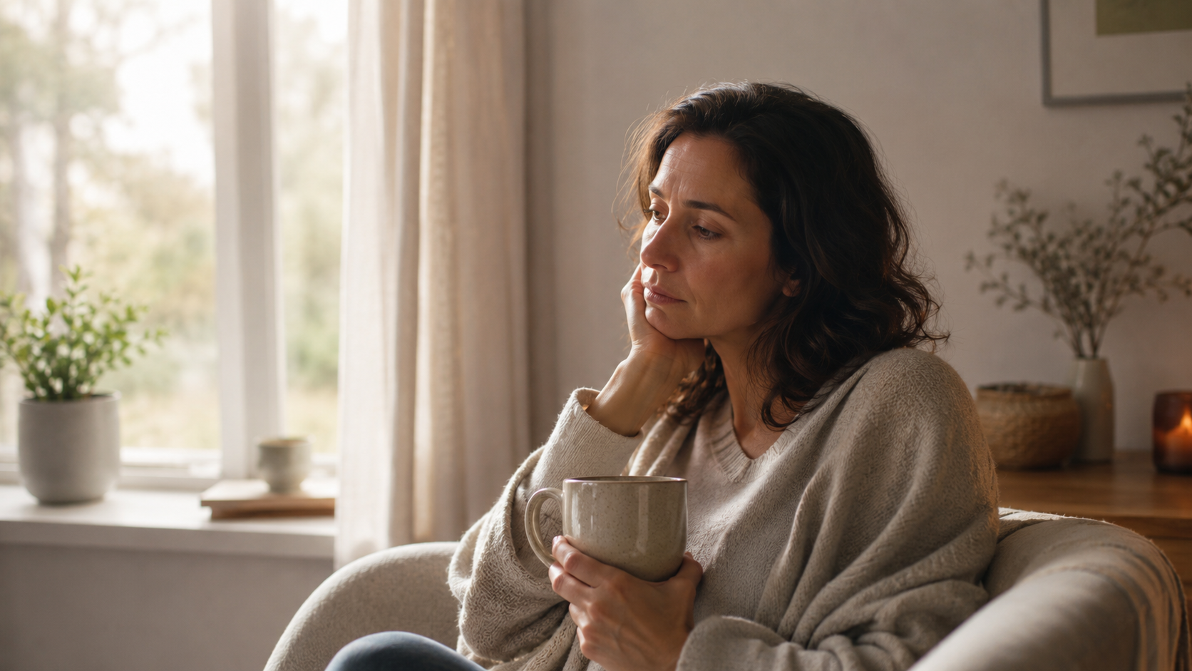 Personne fatiguée dans une ambiance calme, illustrant la fatigue persistante malgré le repos.