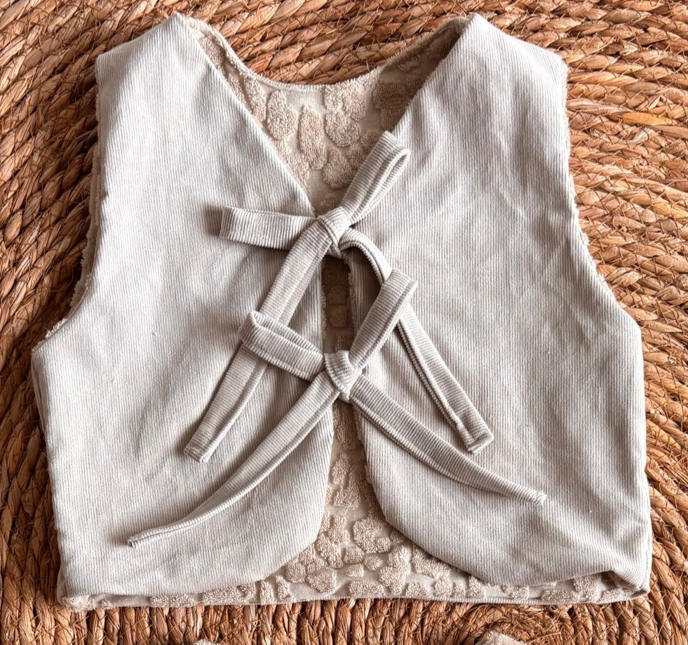 Gilet met Strikjes Licht Beige
