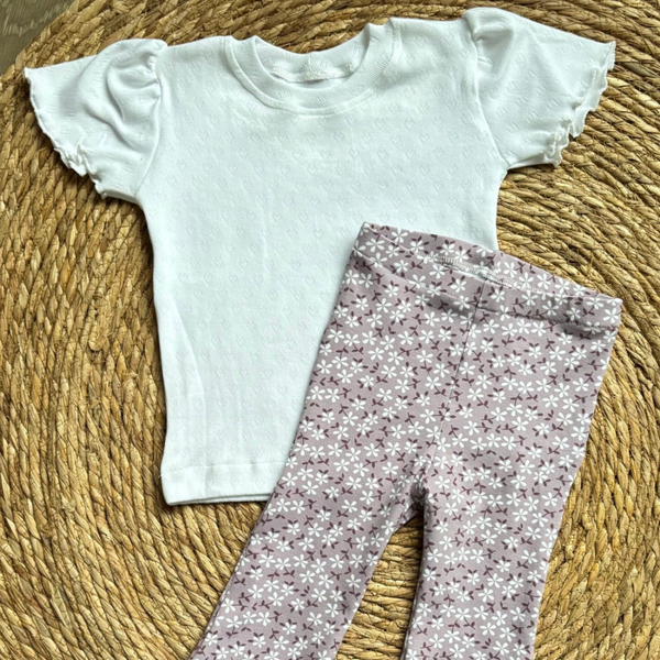 Pointelle Hearts Fluttersleeve White