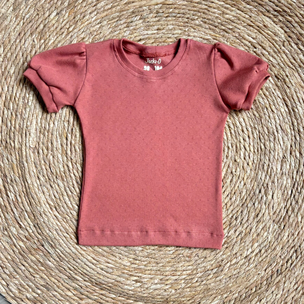 Pointelle Puffedsleeve Rust