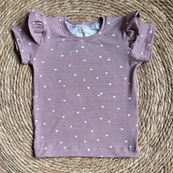 Purple Hearts Ruffle Top