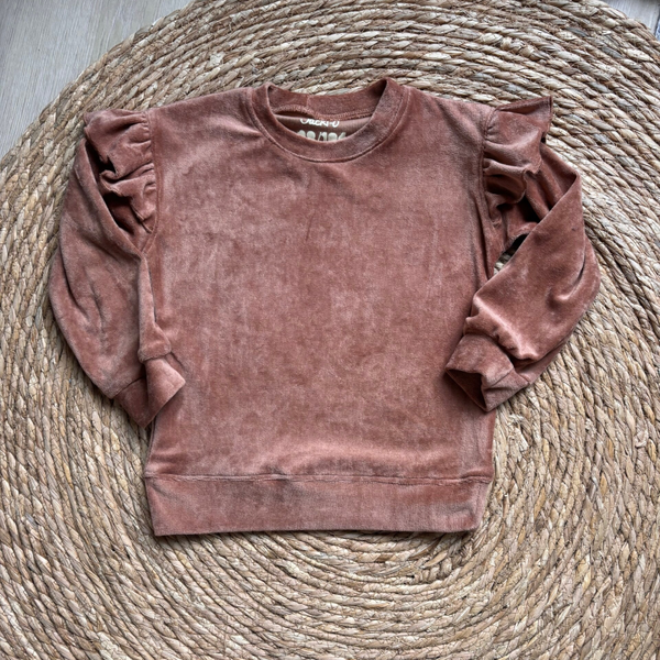 Velvet Peach Ruffle Sweater