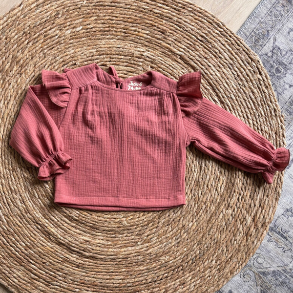 Ruffle Blouse Coral Pink