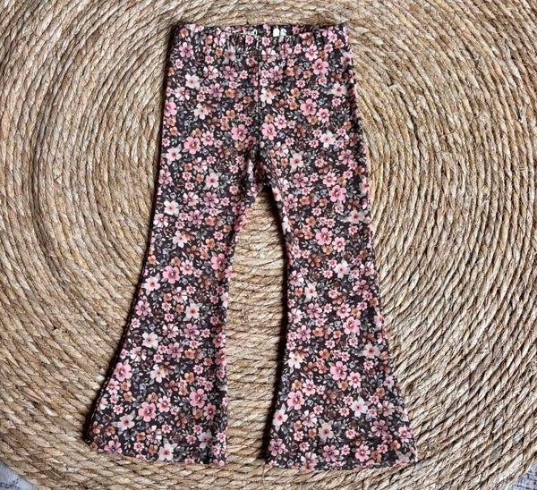 Brown Pastel Flowers Flared
