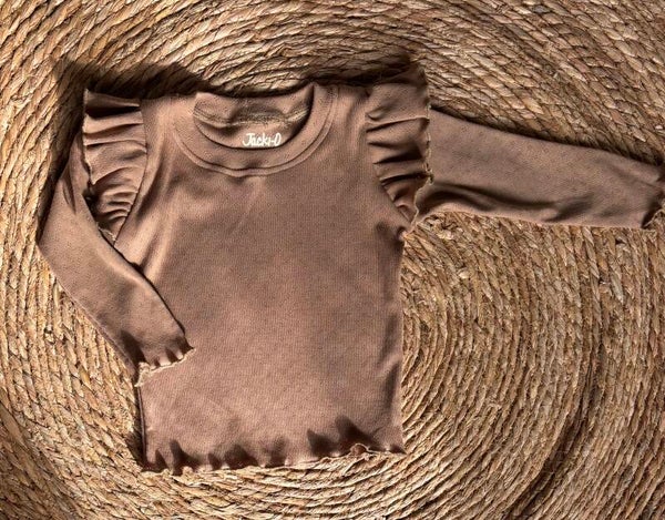 Pointelle Ruffleshirt Cacao