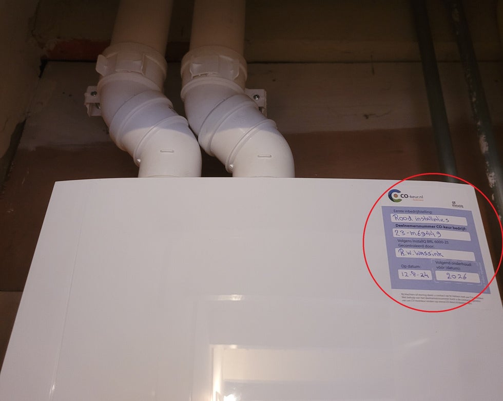 Gasketel sticker co keuring