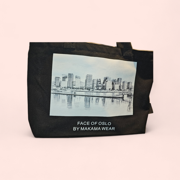 Str. 40x30 tote bag i bomull med glidelås og ansikt av Oslo