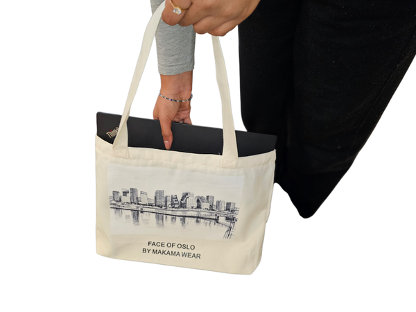 Tote bag of Oslo i bomull med glidelås. Str. 40x30 Varenr. 0002