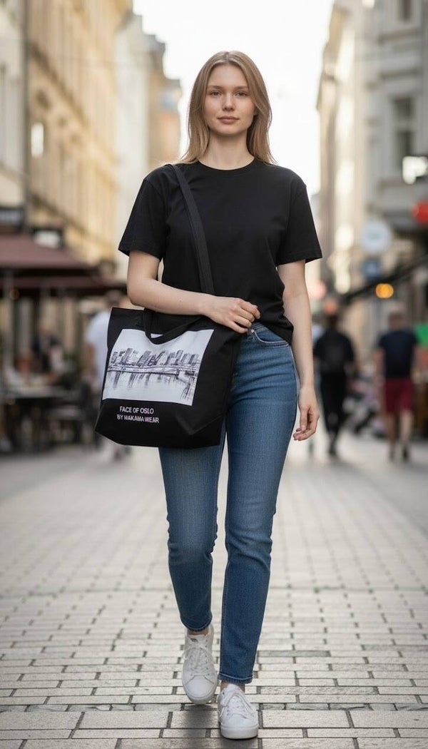 Str. 50x40 tote bag i bomull med glidelås. Varenr. 0004