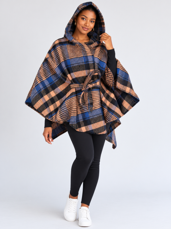 Sami poncho in hoddie style and belted in wool. Item-nr. 0041