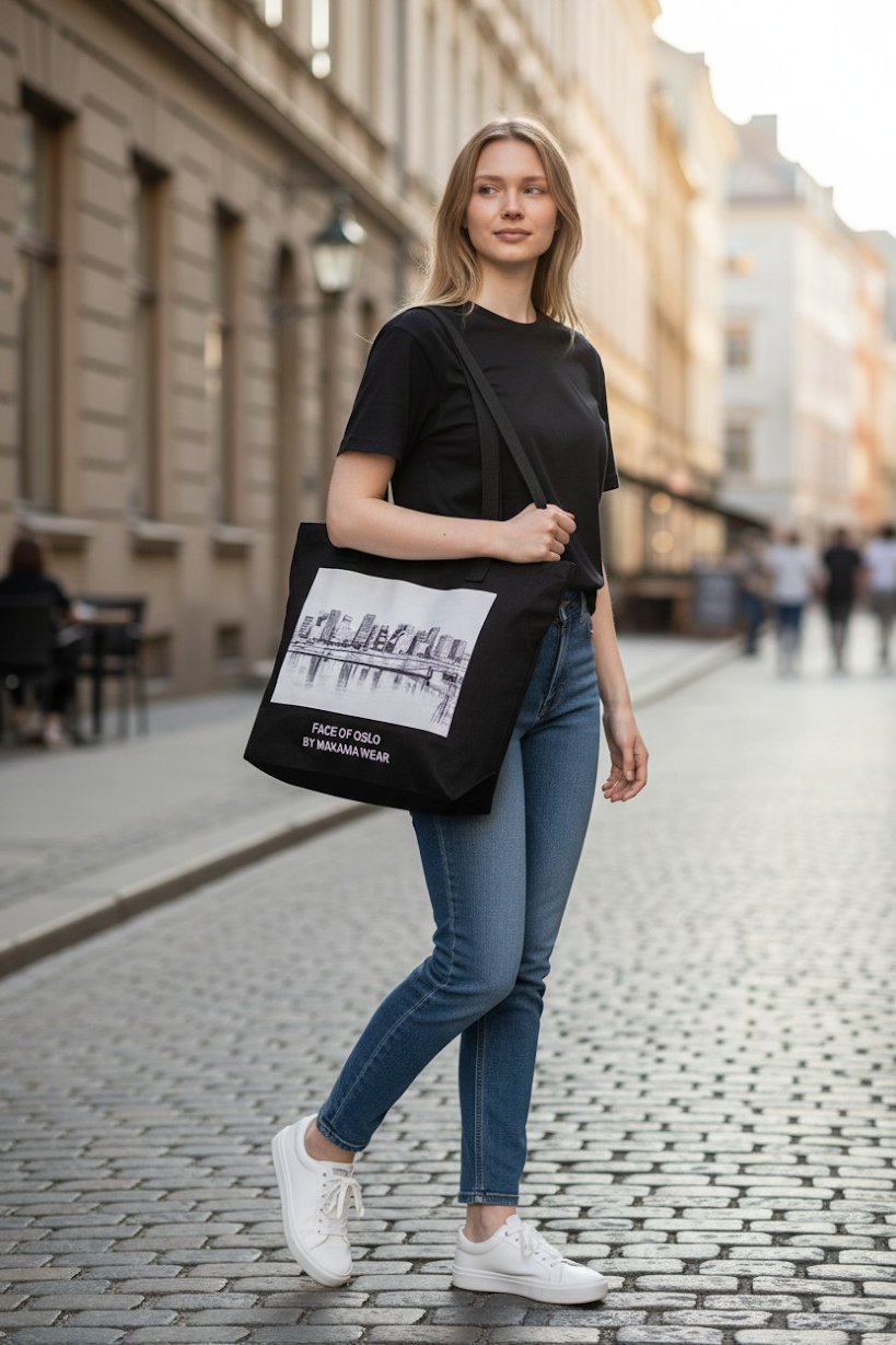 Tote bag of Oslo med glidelås, str. 40x30 Varenr. 0001