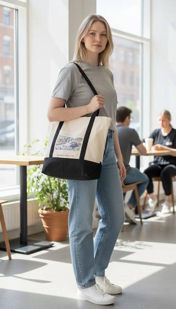 Str.40x30 tote bag med glidelås. Varenr. 0017