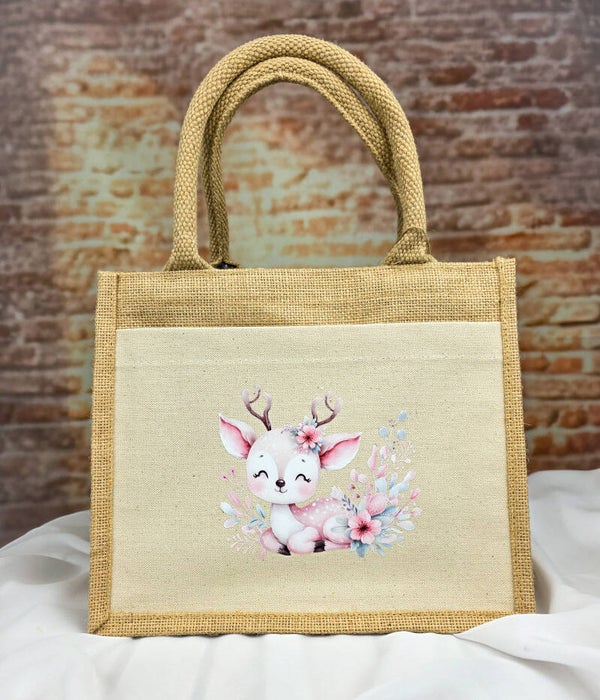 Jute Tasche mit süßem Reh-Motiv von DiyLudzifer