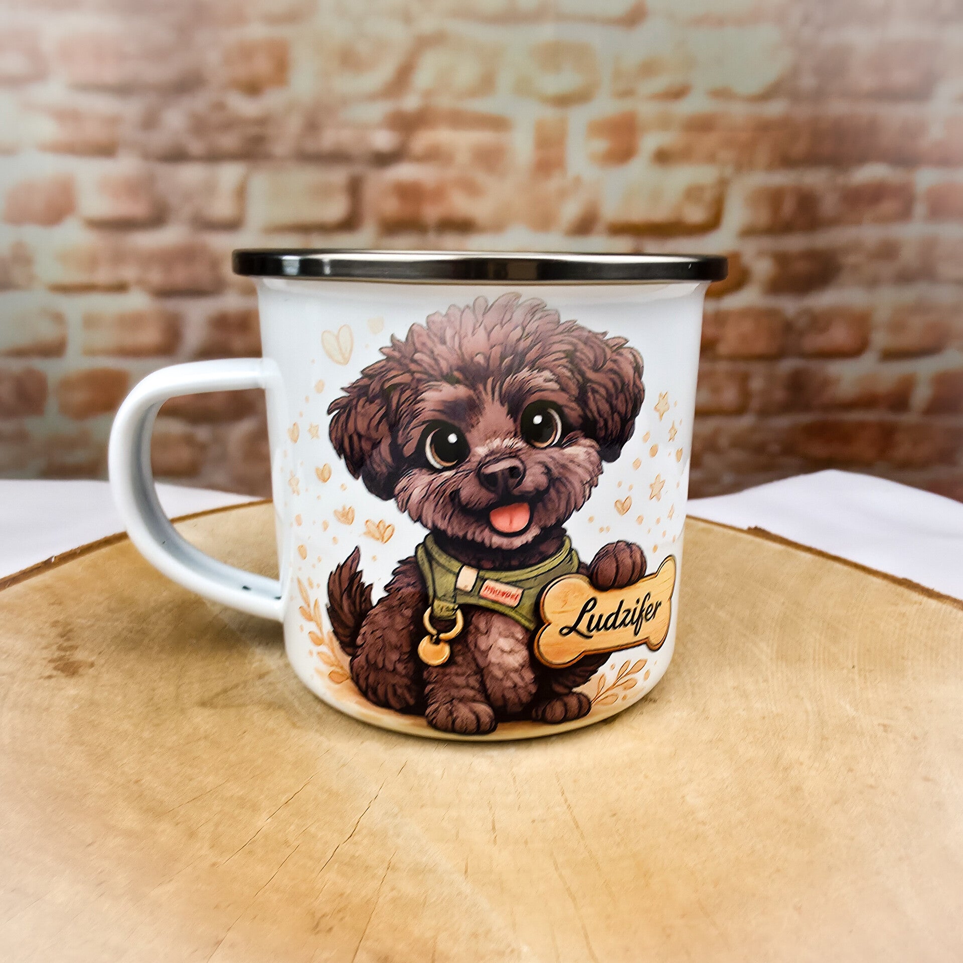Emaille Becher mit Hund Ludzifer