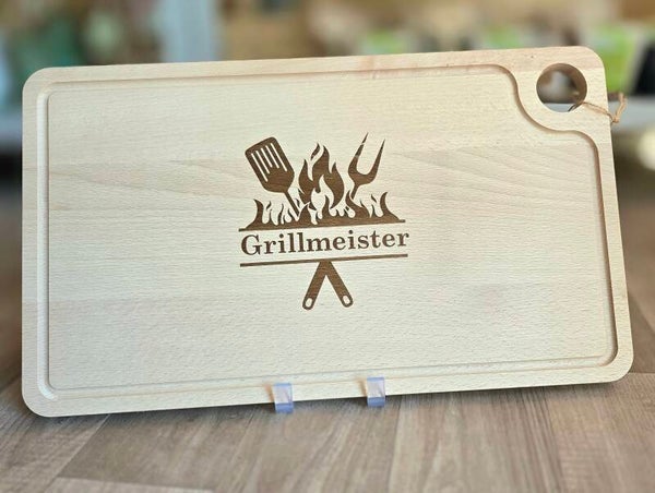 Schneidebrett Grillmeister mit Gravur & Name