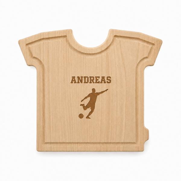 Fußballtrikot Holzbrett Fußballmotiv personalisiert