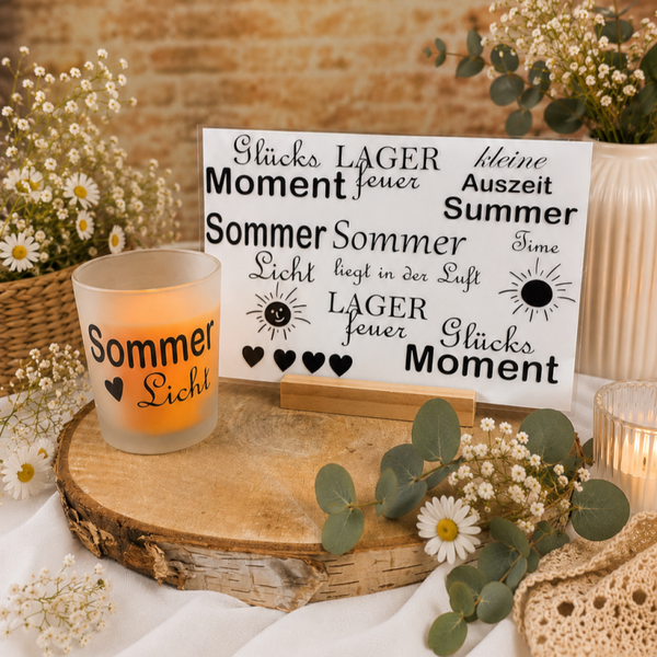 Rub on Sticker Sommer Kerzensprüche