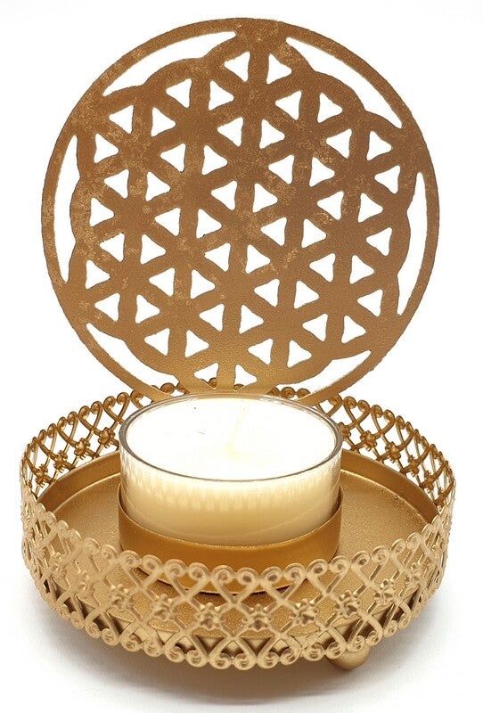 Bougeoir à Réflexion Métal Fleur de Vie 11cm