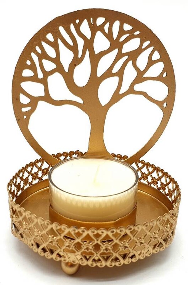 Bougeoir à Réflexion Métal Arbre de Vie 11cm