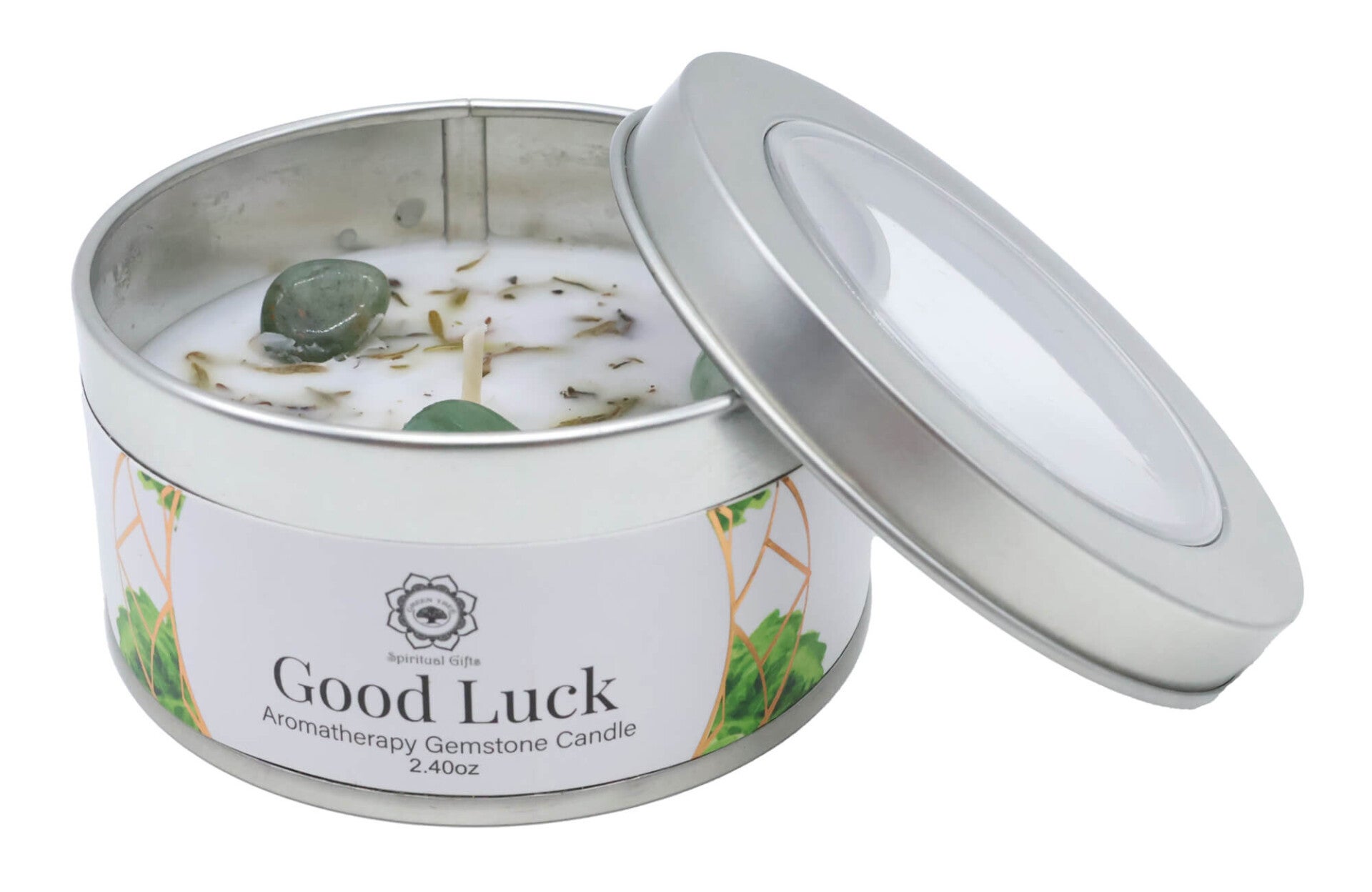 Bougie Green Tree 'Bonne Chance' Aventurine Verte + Patchouli 70g