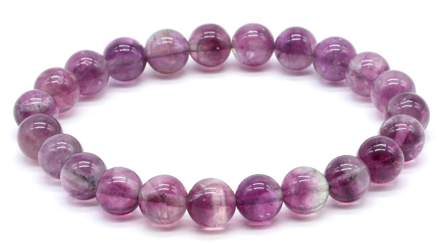 Bracelet Fluorite Violette perles 8mm