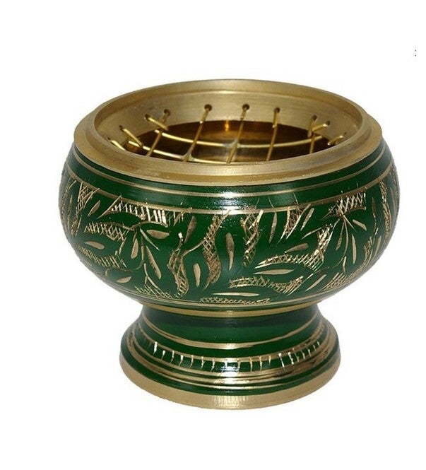 Brûle encens vert et doré - Profitez d'une ambiance apaisante et d'une décoration élégante