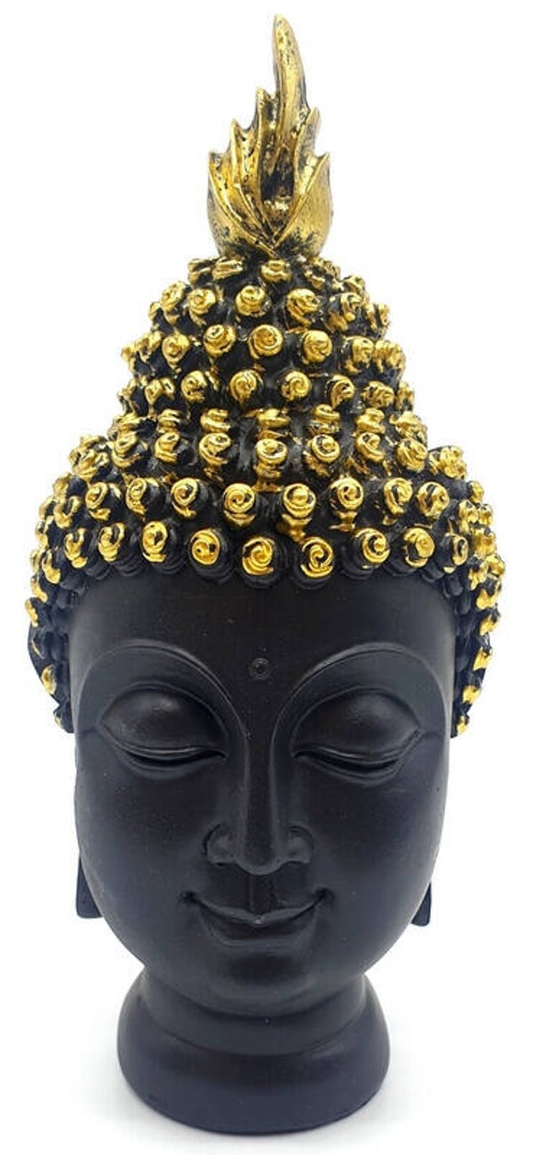 Statue Résine Tête de Bouddha Noir 15cm