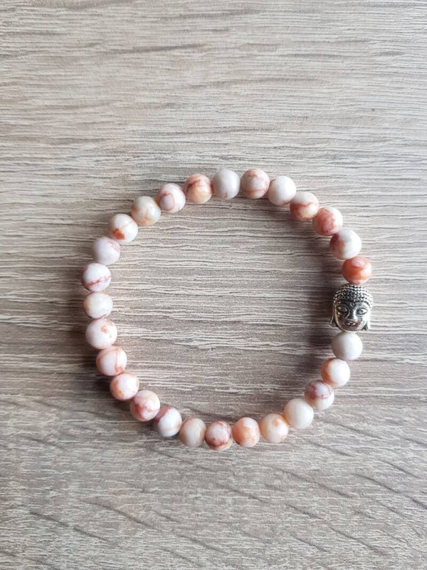 Dames armband Rood Geaderd Wit Onyx