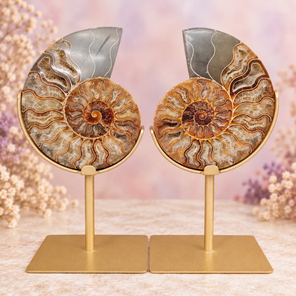 🐚🤎✨ Ammoniet Set op Standaard #1