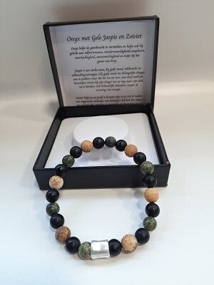 Herenarmband Onyx-Zoisiet - Gele Jaspis