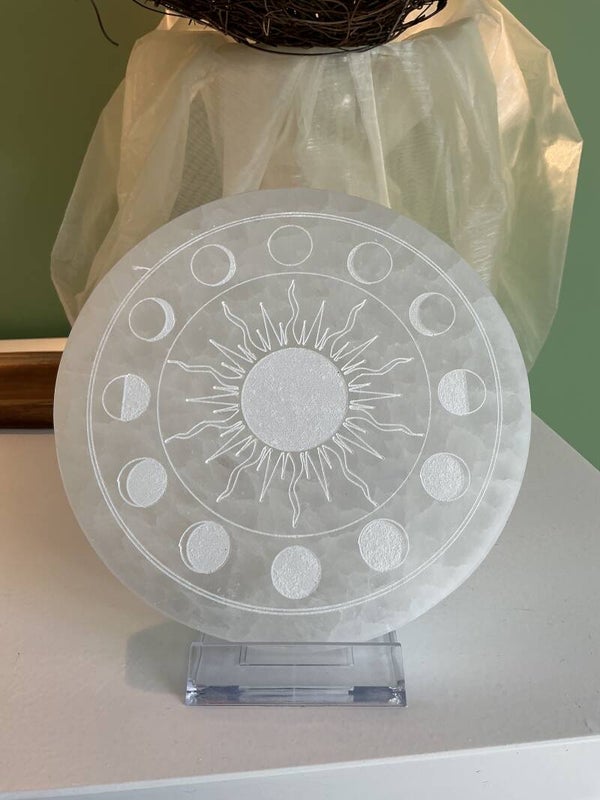 Seleniet Schijf zon en maan 15cm
