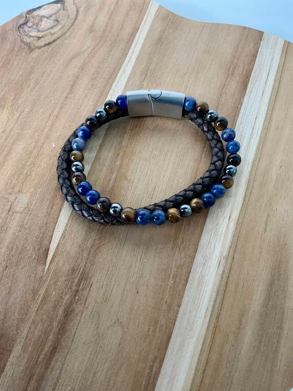 Mannenarmband 'Blue Beads'