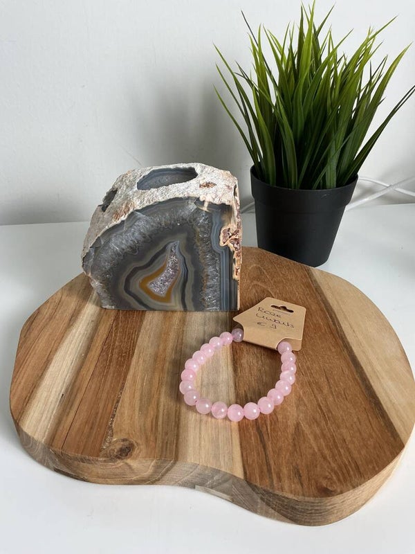 Agaat Waxine houder en Rozenkwarts armband