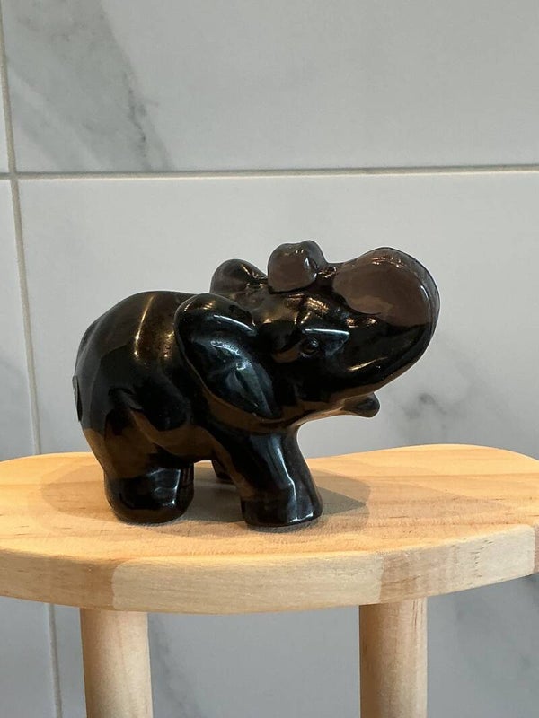 🖤🐘✨ Obsidiaan – Olifant Carving #6
