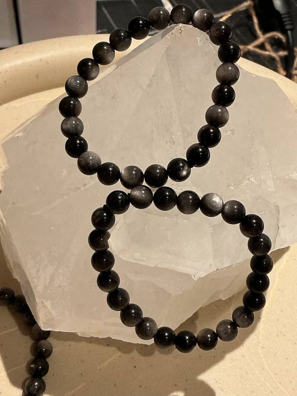 🩶🖤✨ Zilverobsidiaan – Armband