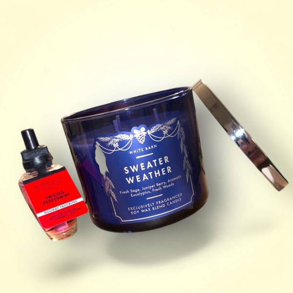 Sweater Weather candle & Twisted Peppermint wallflower 2 Set