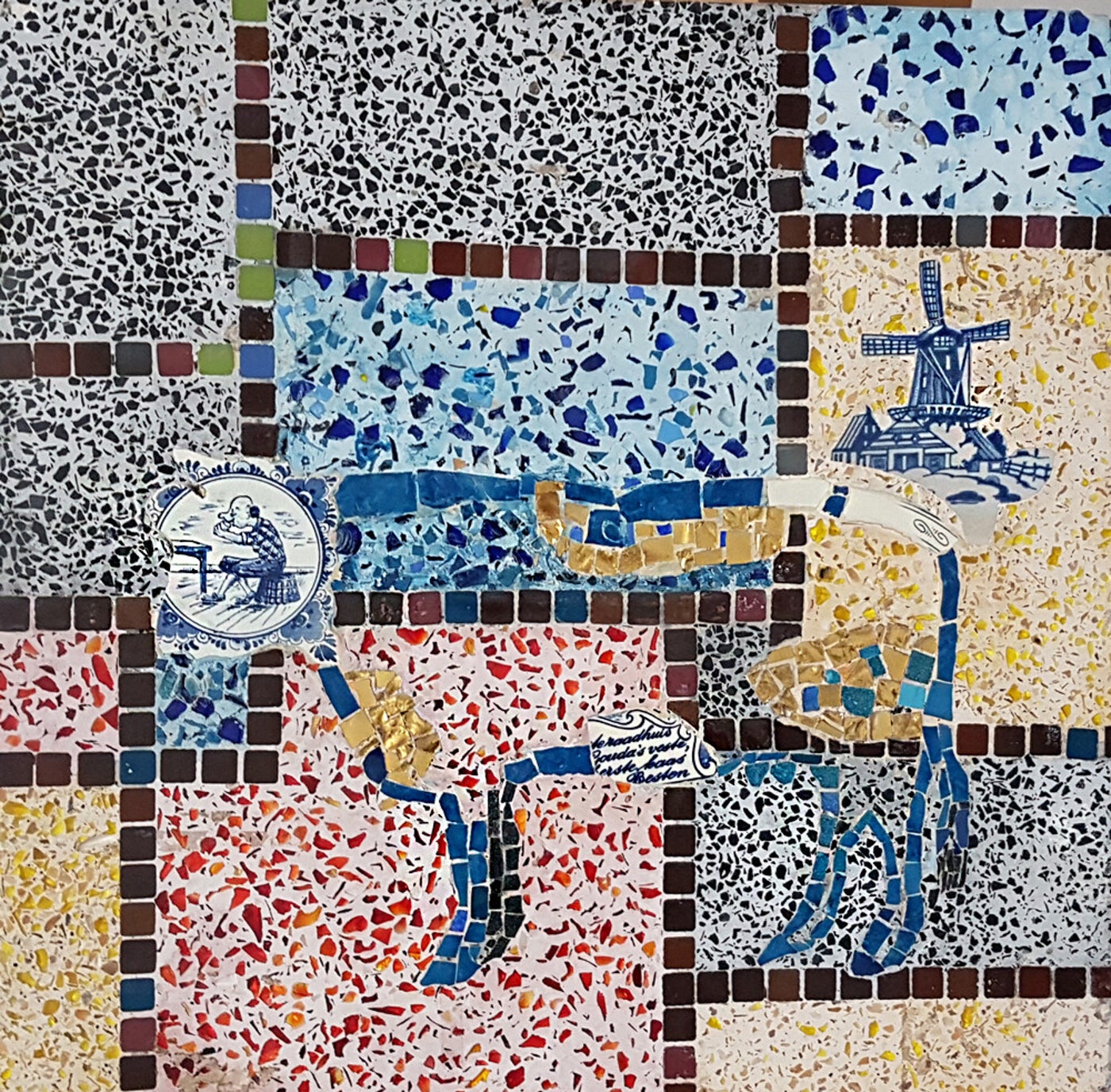 Terrazzo en mozaïeksteentjes