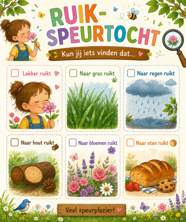 Gratis Ruik-speurtocht – Printable voor kinderen (4-8 jaar)