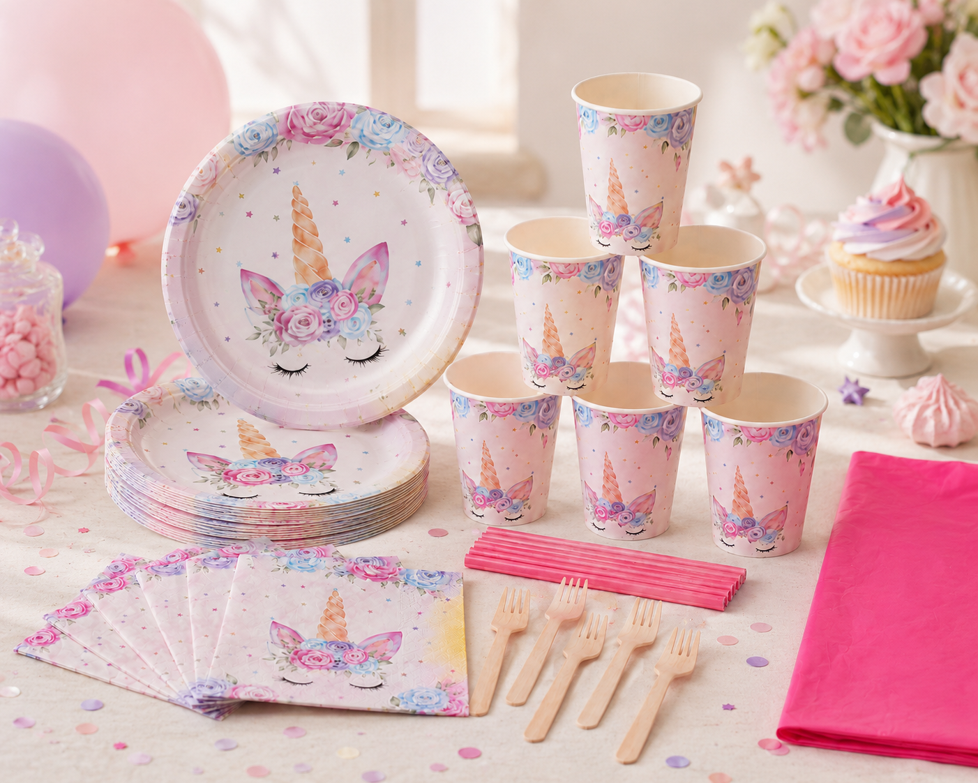 Wegwerpservies thema Unicorn