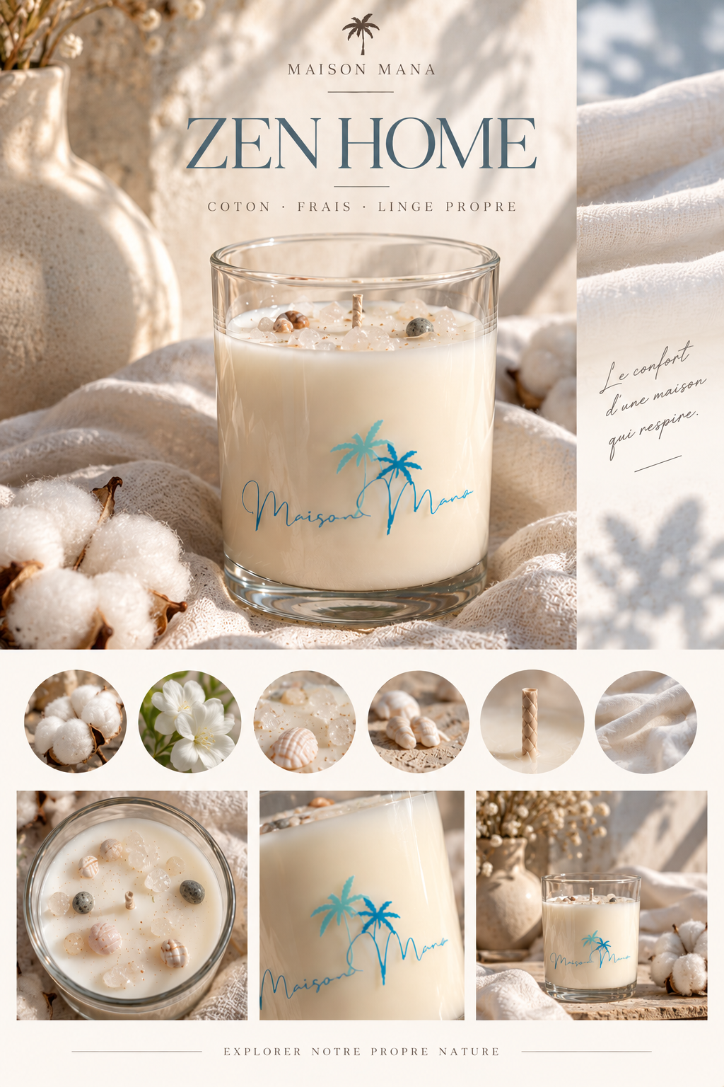 ZEN HOME  Coton · Frais · Linge propre · 180 ml · 24 €