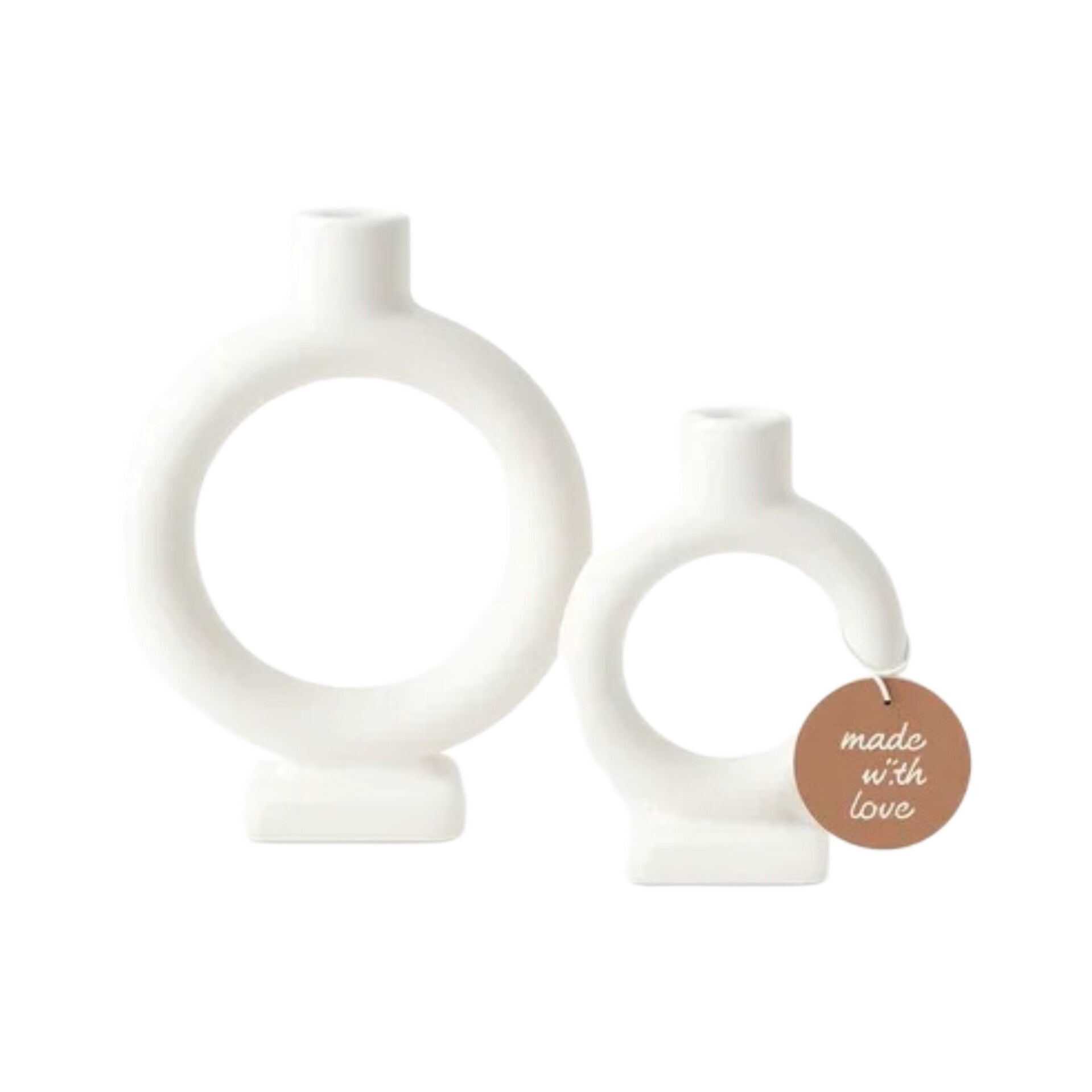 Set van 2 Ringvormige Kandelaars - Creme