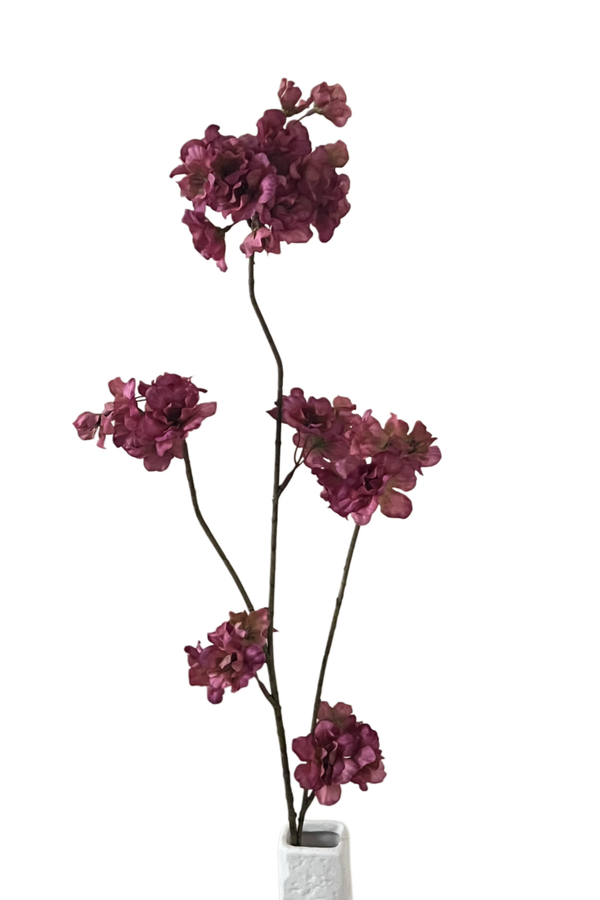 Zijden bloesemtak Prunus malaga spray aubergine - 84cm