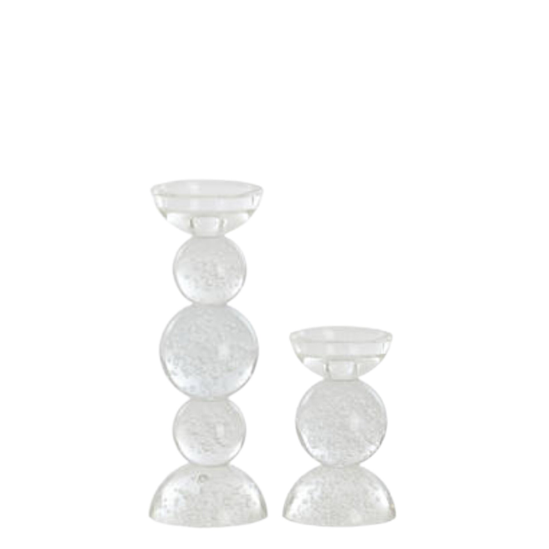 Glazen kandelaren set van 2 helder bubbel van Light & Living