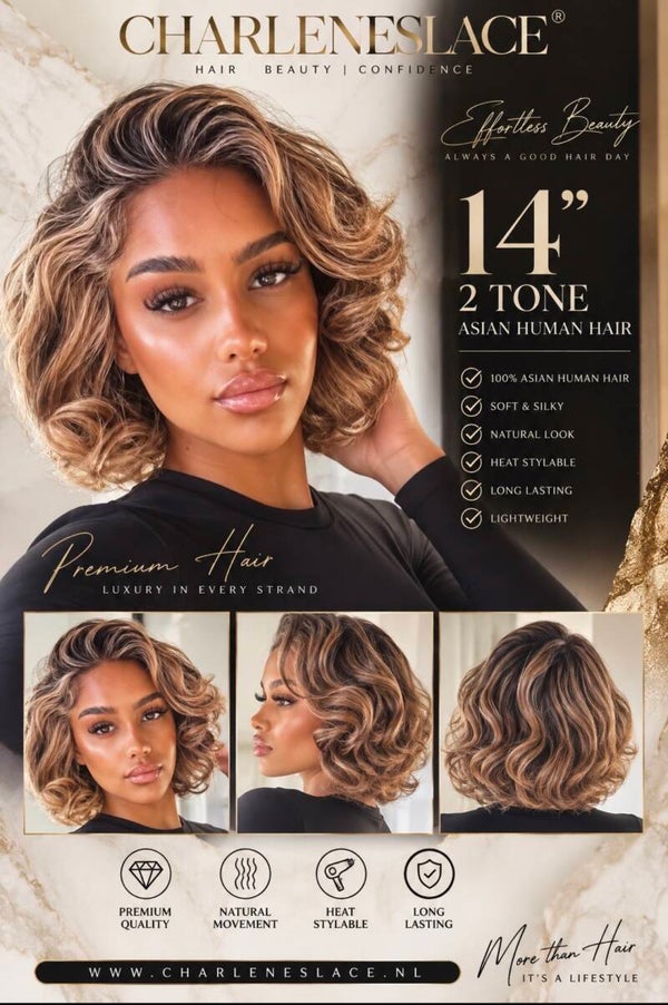 14” Asian 2 Tone pinned curl Bobline