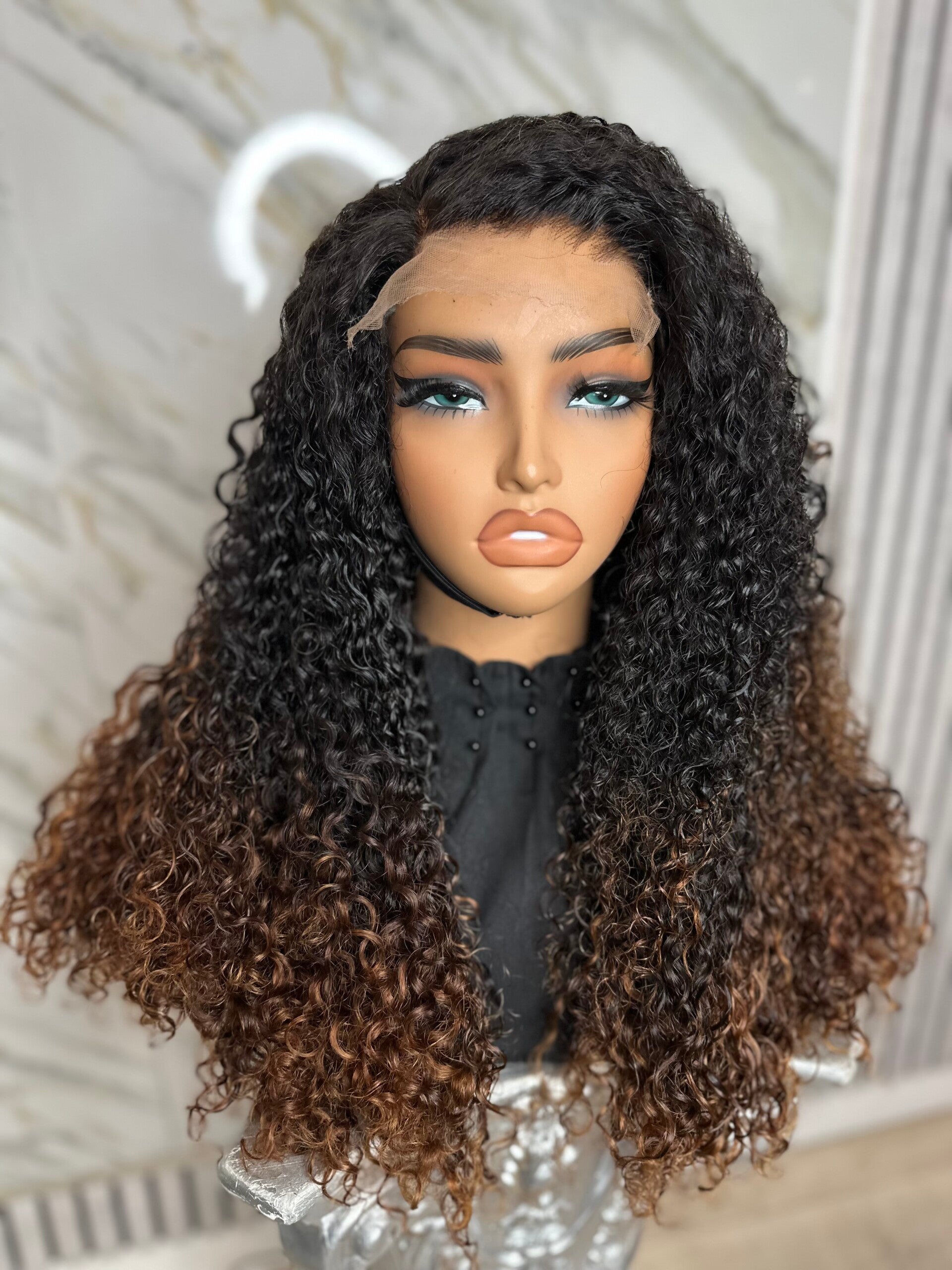 24” Ombre pixie curls HD Wig Vietnamese