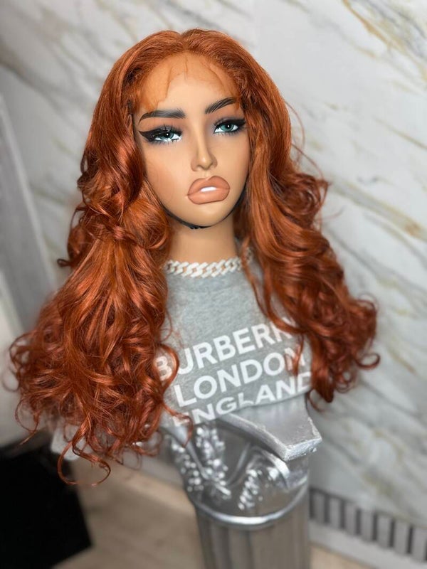 Cognac Ginger pinned curls