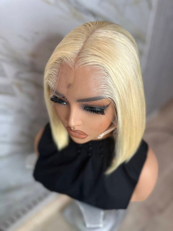 10 Inch 613 Blonde Lagos Hairline Bobline Closure wig.
