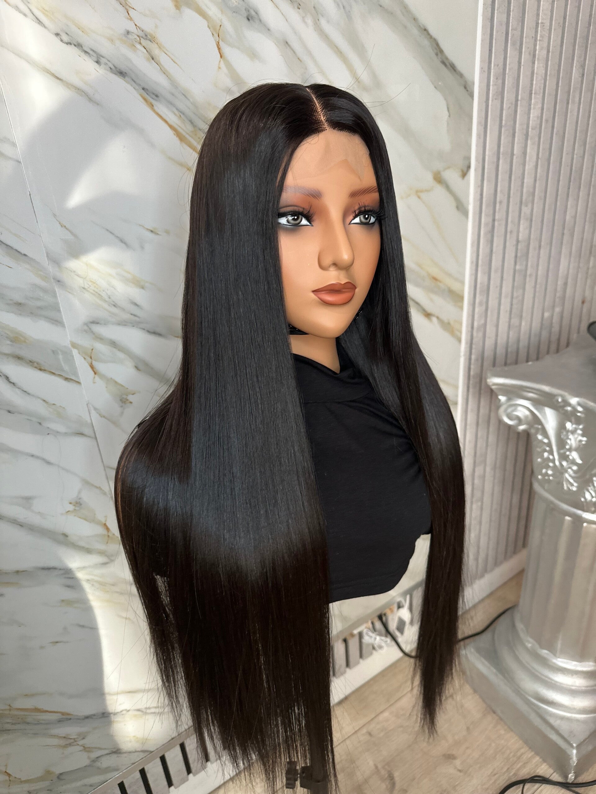 Sleek closure wig Raw Vietnamese Donor Hair 28”