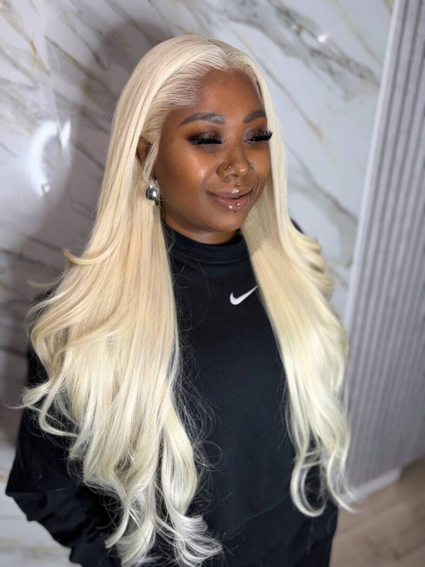 HD lace frontal wig 26" platinum blonde